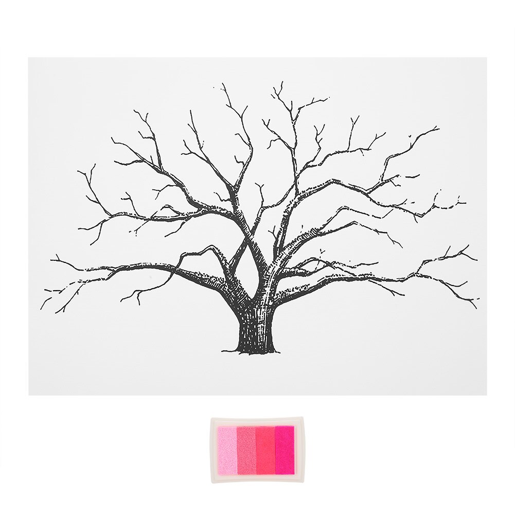 Painting 30x40cm DIY Wedding Party Fingerprint Painting Guestbook Signature Tree Home Decor with Inkpad