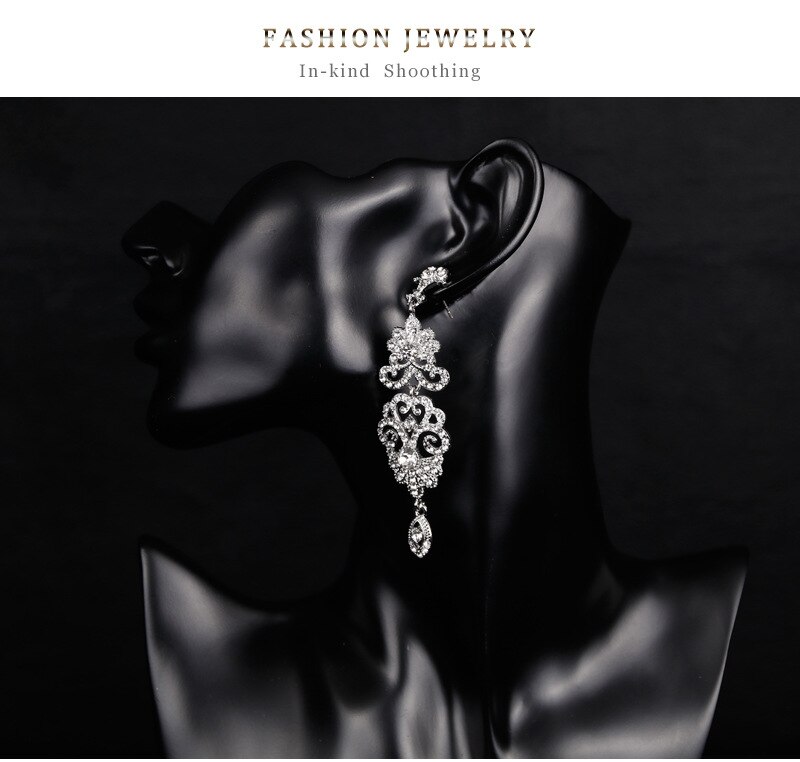 Crystal Zirkoon Wedding Oorbellen Voor Vrouwen Koreaanse Mode Strass Bridal Lange Dangle Oorbellen Sieraden BA050