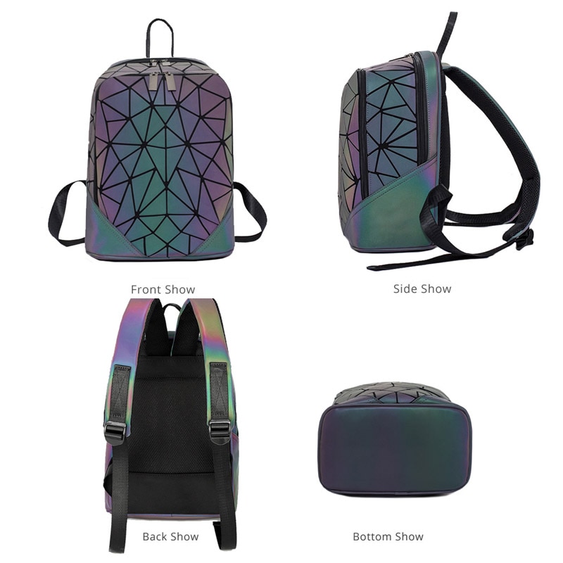 3pcs Set Women Backpack Holographic Luminous Ladies Back Pack School Backpacks For Teenage Girl Backpack Envelope Shoulder Bag