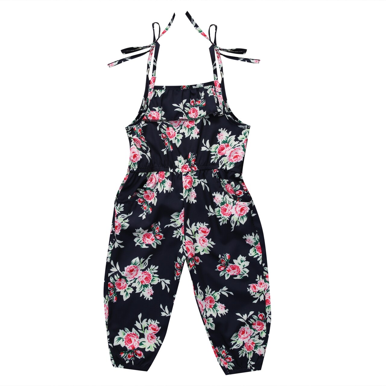 Del capretto Del Bambino Della Ragazza Ruffle Senza Maniche Fiore Della Tuta Del Pagliaccetto Pantaloni Lunghi Vestiti Vestito Della Ragazza: 7T