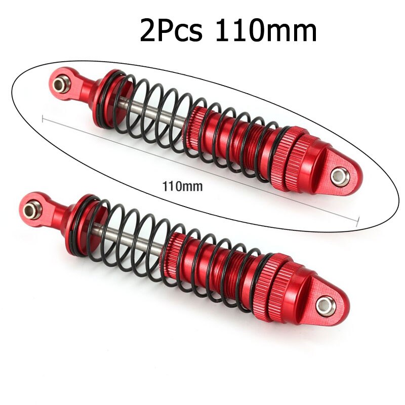 RC Shock Absorbers - 100mm/110mm - Metal - 2Pcs/4Pcs Set - for 1/10 1/12 RC Cars: 2Pcs 110mm Red