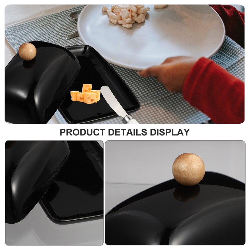 1pc Butter Dish with Lid Ceramic Butter Box Butter Container with Cutter