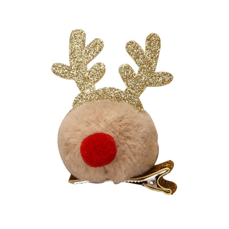 Kerst Pluche Haarspeld Pluche Bal Winter Kinderen Haarspeld Top Clip Elanden Eendenbek Gewei Kerst Haaraccessoires: Fluorescentie Geel