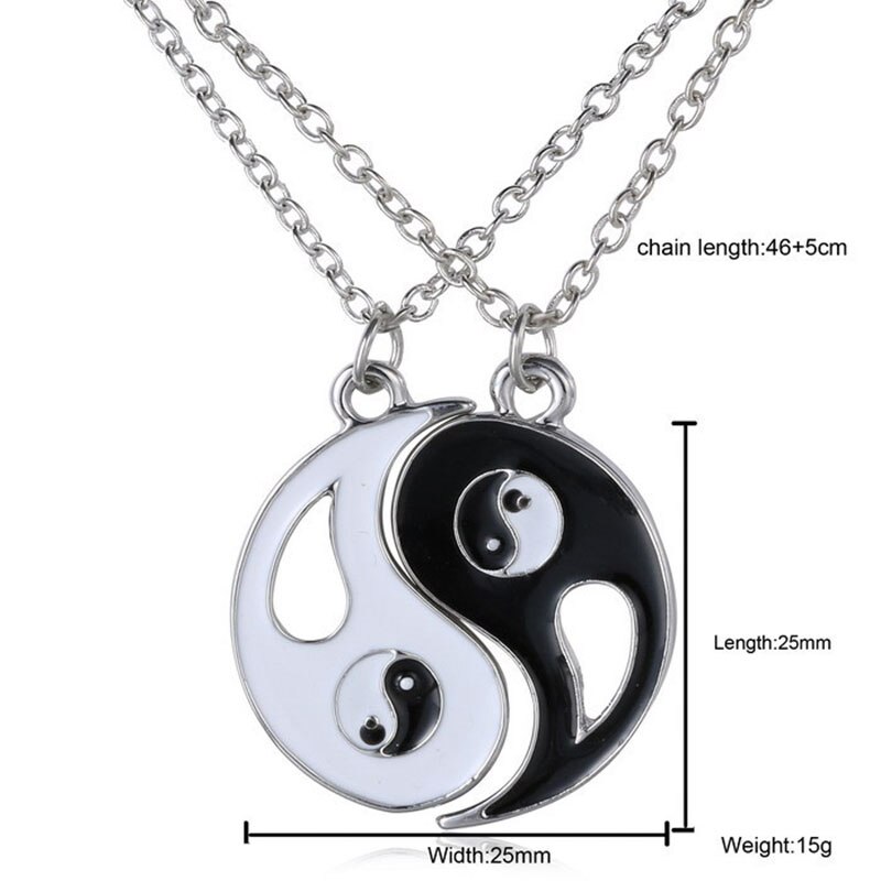 2 Stks/set Yin Yang Hanger Ketting Zwart Wit Paar Ketting Zus Vriend Vriendschap Sieraden