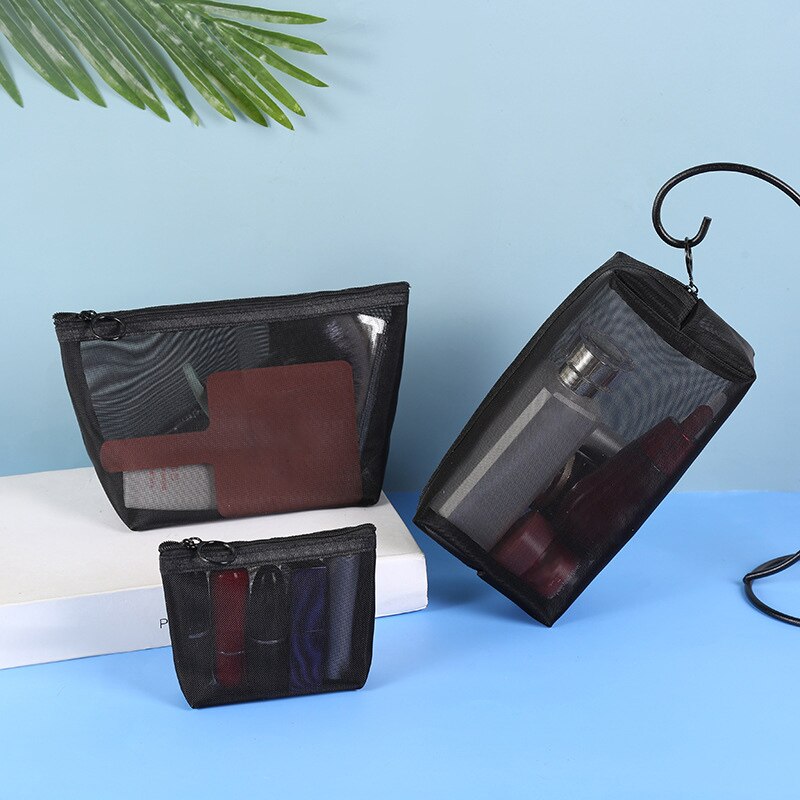 Dámska sieťovaná kozmetická taštička cestovná priehľadná nuter make up organizér set taštička puzdro malé veľké čierne toaletné tašky
