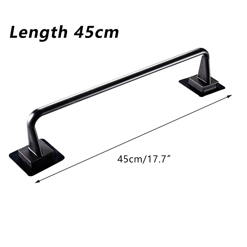 Wandmontage Handdoek Hanger Zelfklevende Handdoekhouders Holder Badkamer Wc Handdoeken Bar Organizer Keuken Badkamer Accessoires: 45cm Black