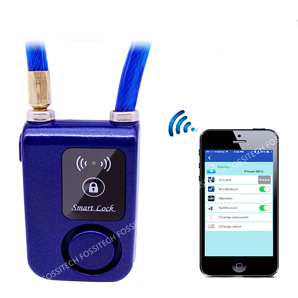 Mobile Phone App Control Smart Chain Lock Waterproof Anti-theft Bicycle Scooter Motorcycle Helmet Bluetooth Lock 110dB Alarm