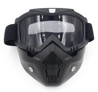 Máscara de polvo de cara de motocicleta desmontable gafas de Motocross Filtro de boca para Cafe Racer Modular Open Face Moto Vintage cascos: Gris oscuro