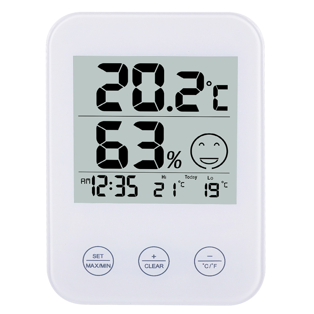 Termómetro Digital para pared, reloj electrónico con temperatura, humedad, confort, expresión, mesa, escritorio, moderno para el hogar: Blanco