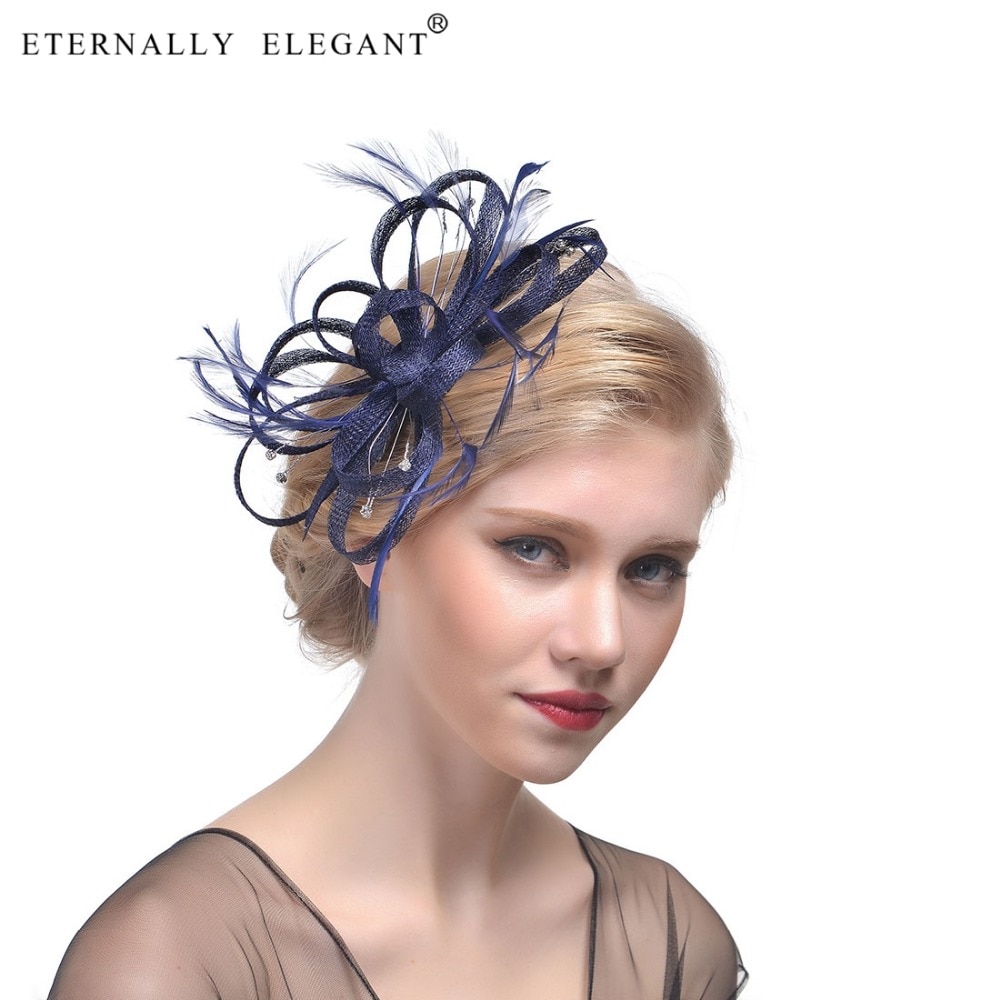 plume coiffure mariée cheveux chapeaux accessoires Elagant dames fête mariée chapeau pour mariage