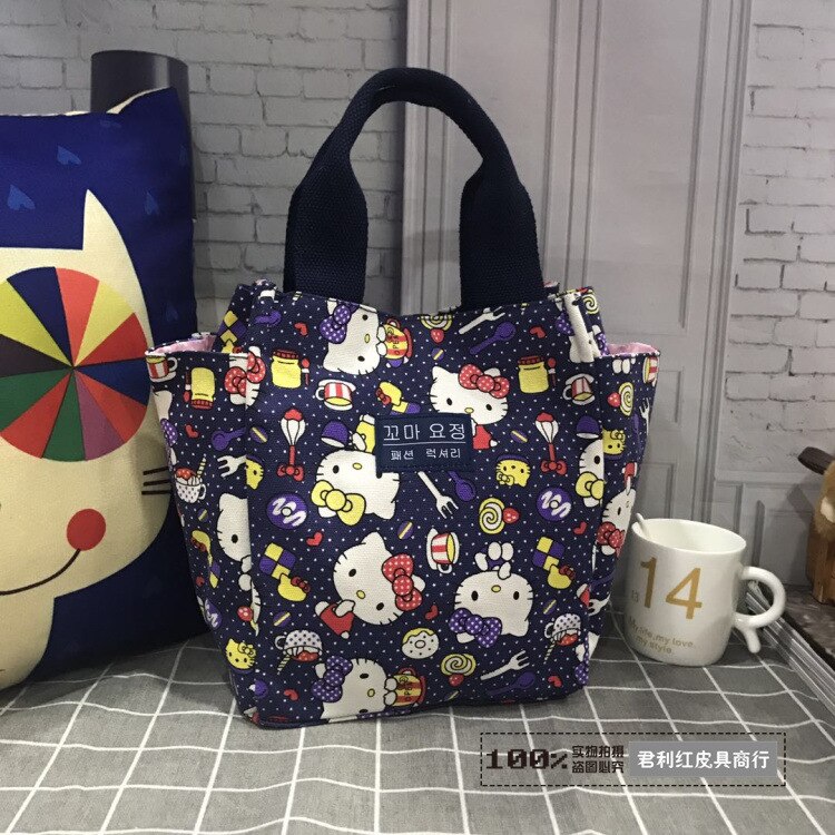 Lady Women Handbag Polyester Ladies Printing Handbags Portable Lunch Bag Pouch Storage Box Picnic Tote Bag: Gold