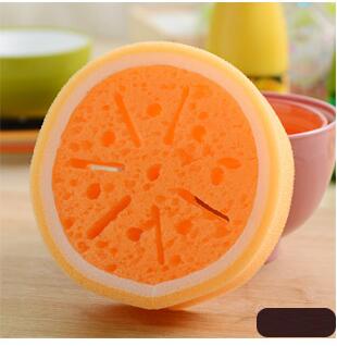 Attractive thicken fruit shape sponge scouring pad magic sponge washing dishes oil resistance thickened magic scouring: orange