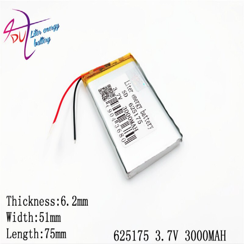 Beste Batterij 3.7v 3000mah 625175 605075 Lithium Polymeer Batterij Met Board Voor Mp4 Mp5 Gps Digitale Producten