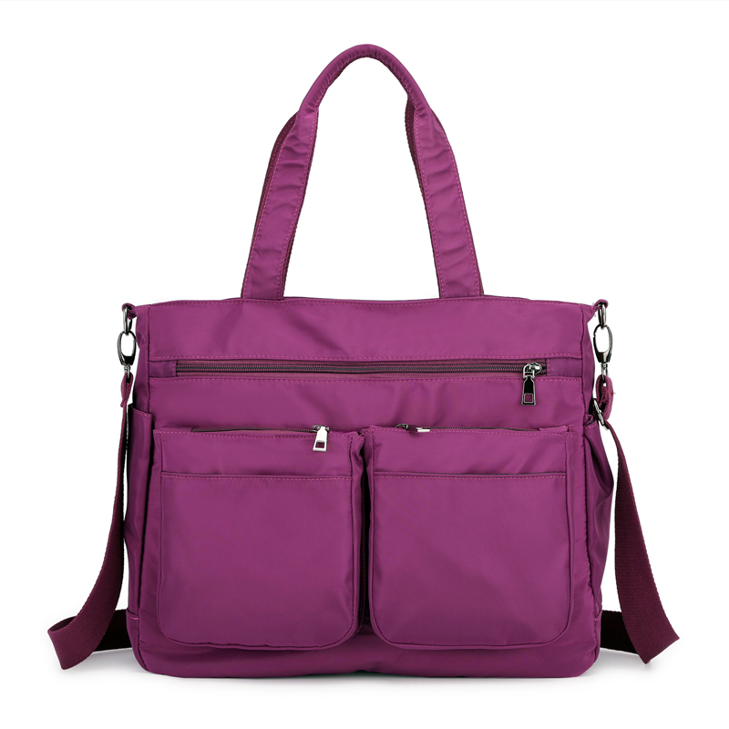 Nuove borse da donna moda impermeabile Oxford Tote Casual borsa a tracolla in Nylon mummia borsa a tracolla in tela di grande capacità: Purple