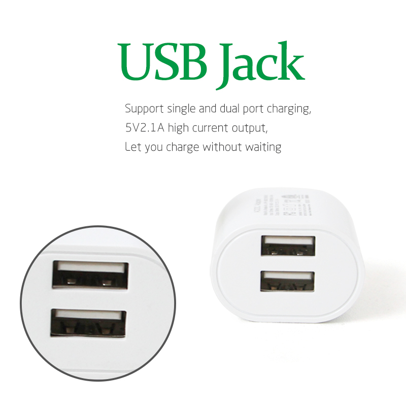1PC US Adapter 5V2.1A Dual USB Charger For Smart Mobile Phone Charging AC/DC Adaptor Travel in Japan Thailand Canada Mexico