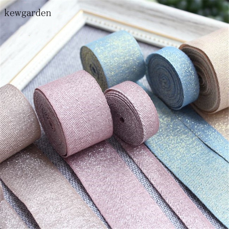 Kewgarden 1 " 3/8 " gouden draad matte textuur satijnen linten handgemaakte tape diy strik lint verpakking lint 5 meter