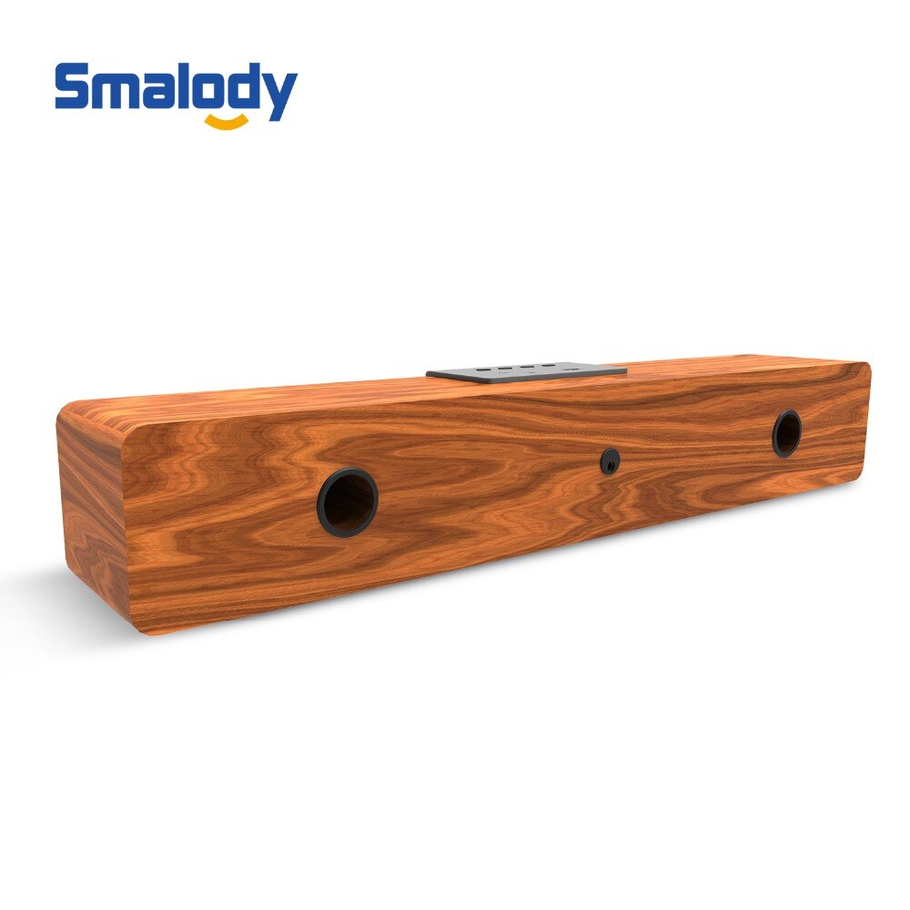 Smalody 20 W Soundbar Draadloze Bluetooth v5.0 TWS Krachtige Stereo Houten Speaker Muziek Subwoofer Computer TF FM Radio Voor Thuis PC