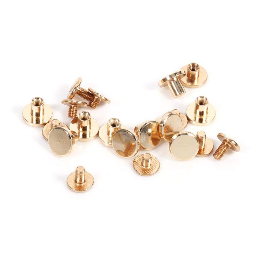 10 set 5/6.5/8mm massiva mässingsknappar skruvspik skruvback läder nitbälte mässingsspik: 6.5mm