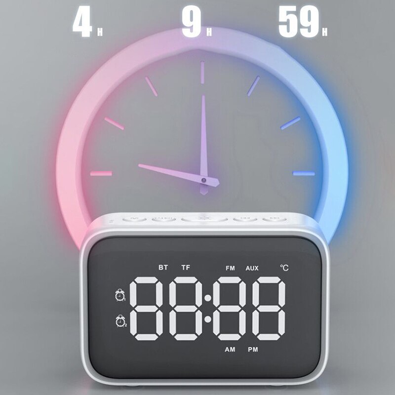 Radio despertador Digital con Radio FM, altavoces Bluetooth con conector de auriculares, alarmas duales, regulador de brillo de 5 niveles, ajuste