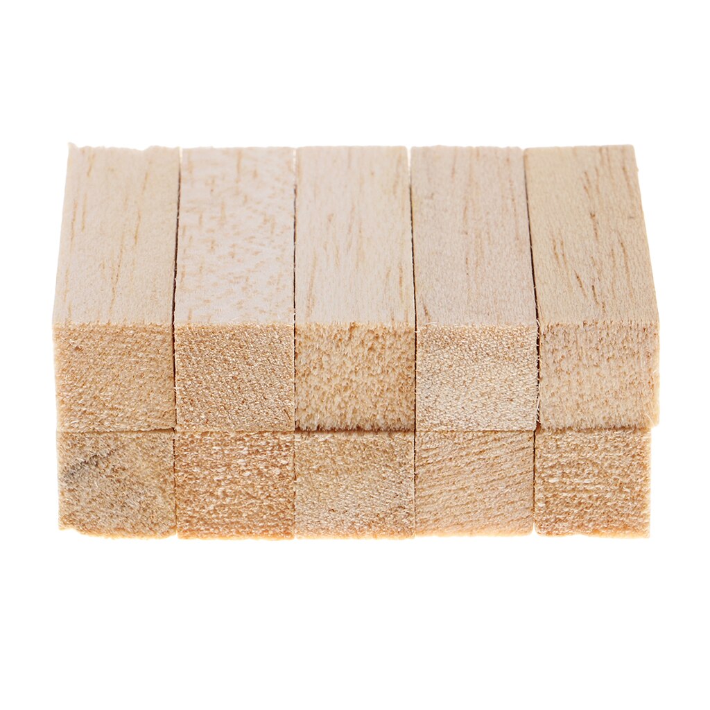 10x firkantede ufærdige balsa træpind træ dyvel stang blok til børn model gør diy håndværk hjem fest dekoration 50/80mm: 80mm