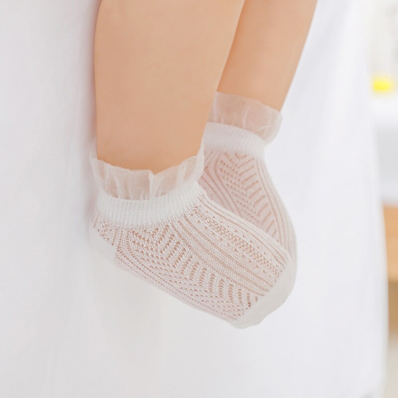 2 Paren/pak Zomer Dunne Katoenen Baby Sokken Meisjes Comfortabele Ademende Lace Hollow Baby Sokken 0-3 Jaar Mode Accessoires
