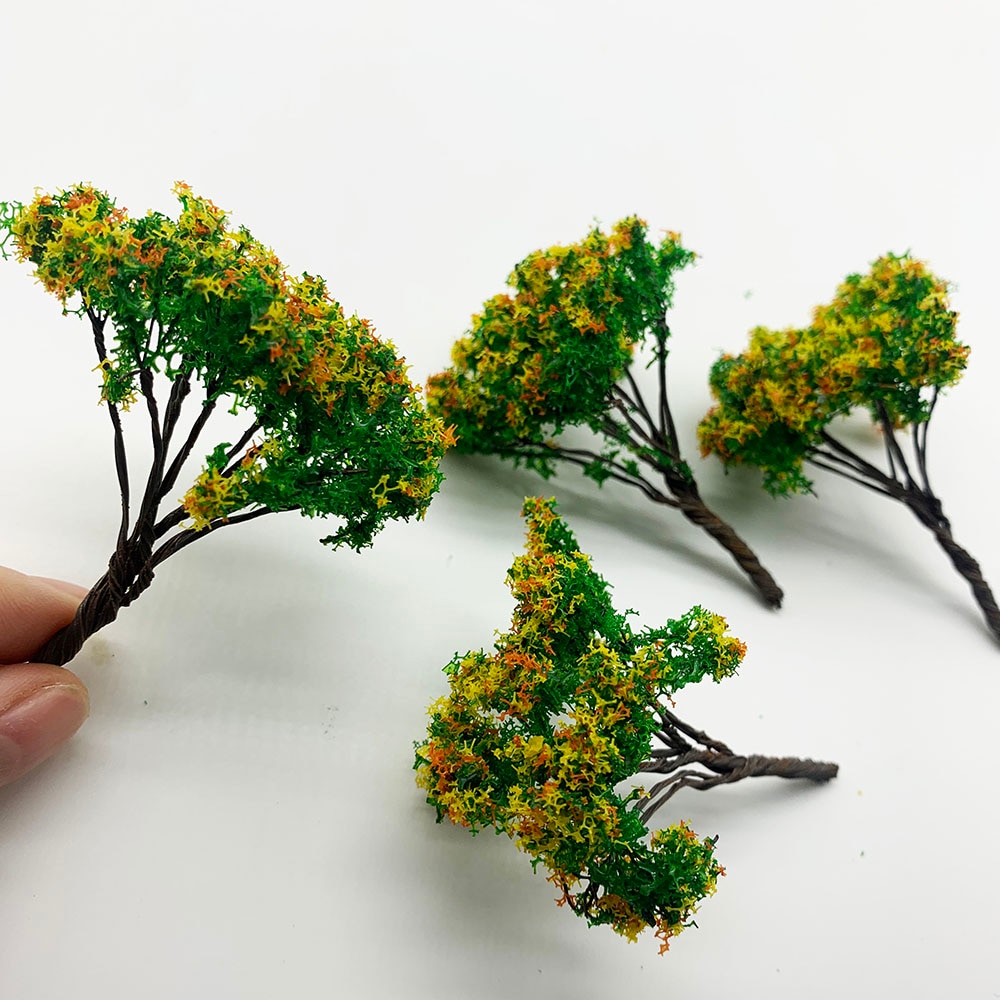 2PCS 65mm Handmade Metal Wire Model Trees 1/87HO Scale Model(Flower)Trees Miniature Landscape Model Train Railway Layout Scenery