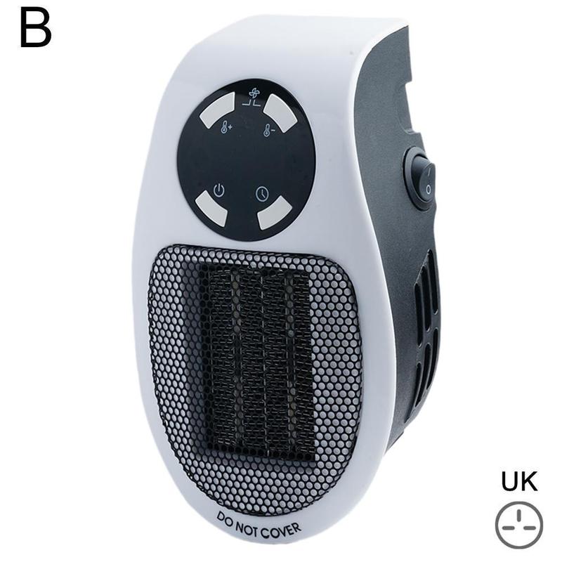 Portable Electric Heater Plug in Wall Heater 500W Wall Alpha Control Handy w/Timer (+Remote) Heater Outlet Plug-in EU/UK/US T6R4: uk black white