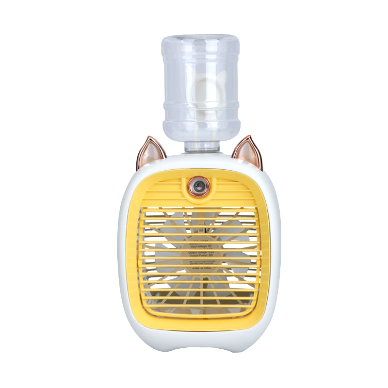 Draagbare Airconditioner Usb Mini Luchtkoeler Ventilator Waterkoeling Ventilator Met 3 Speed 2 Modi Spray Luchtbevochtiger Purifier Voor Auto Thuis: YELLOW