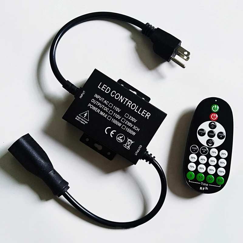 Gradateur extérieur étanche, interrupteur de puissance, télécommande RF, contrôleur à intensité variable enfichable pour ampoule LED, guirxiété lumineuse, 110V, 220V, 1800W: Bleu / 220V