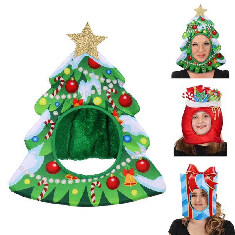 Christmas Tree Hat Lucky Bag Costume Funny Hats Home Xmas Party Decorations