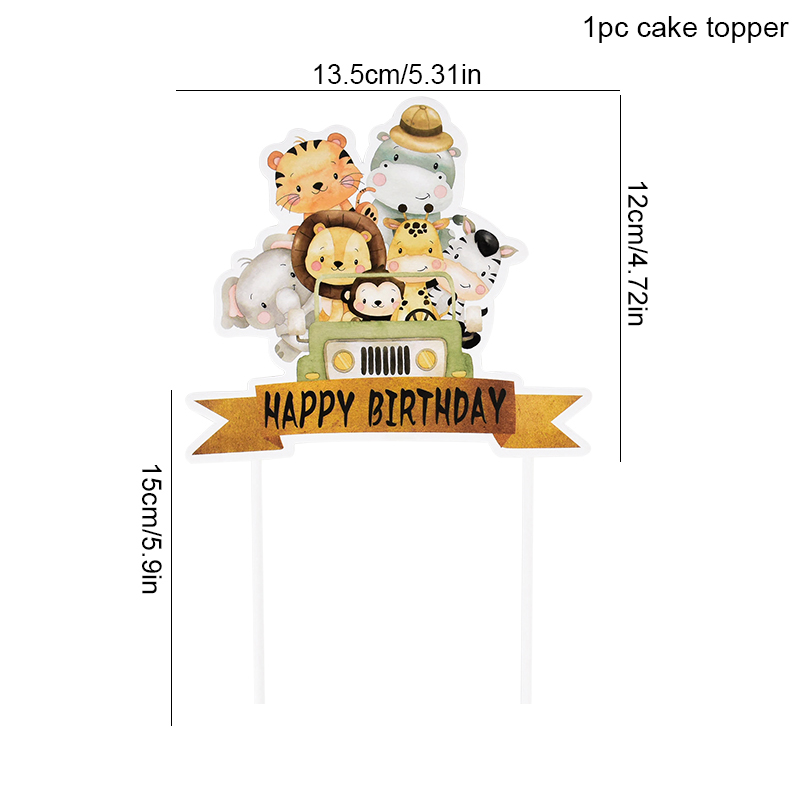 Décoration de gâteau animaux Safari, forêt renard Lion zèbre, décoration de Cupcake pour enfants, outils de décoration de gâteau pour fête de 1er anniversaire: plum