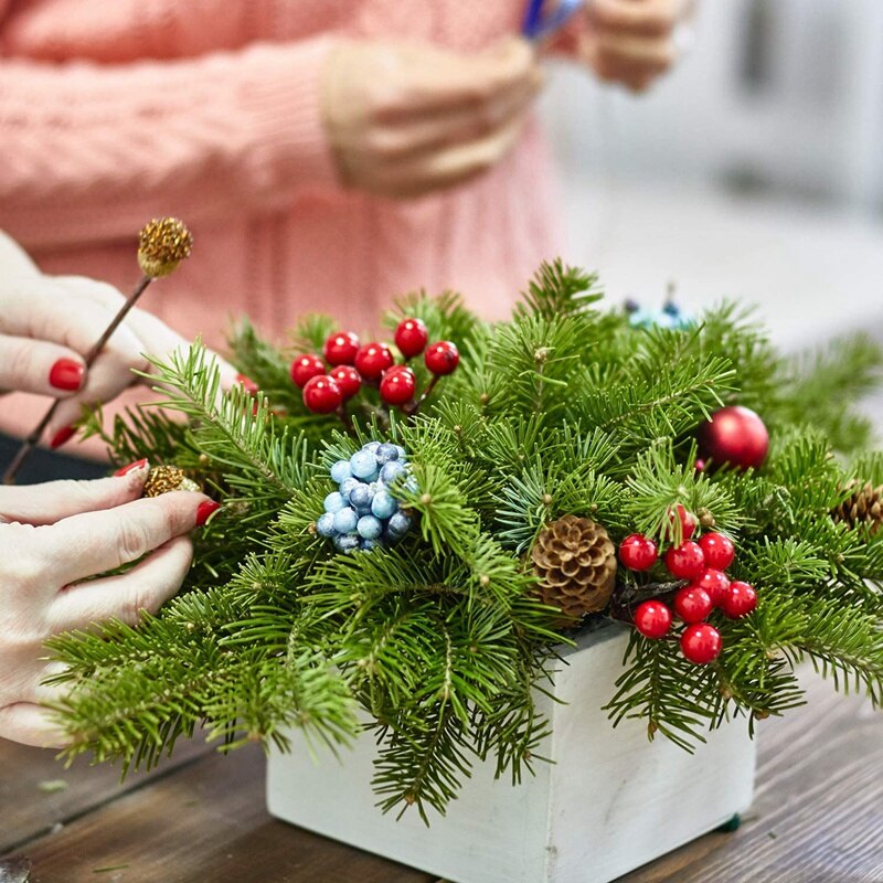 200 stuks hulstbessen, kunstmatige bessen voor kerstkransdecoraties, benodigdheden voor het maken van kransen en feestdecoraties