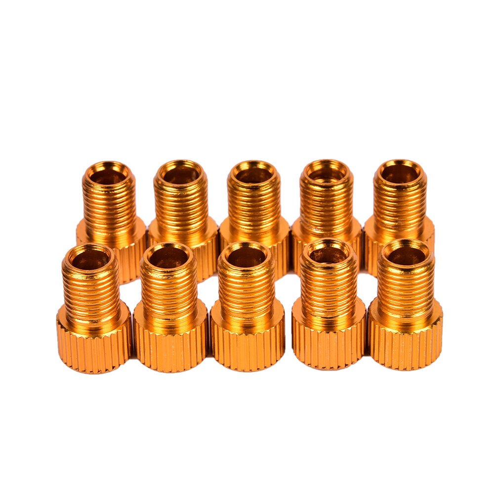 10PCS Bike Valve Adaptor Pump Bicycle Convert Tube Pump Tool: gold
