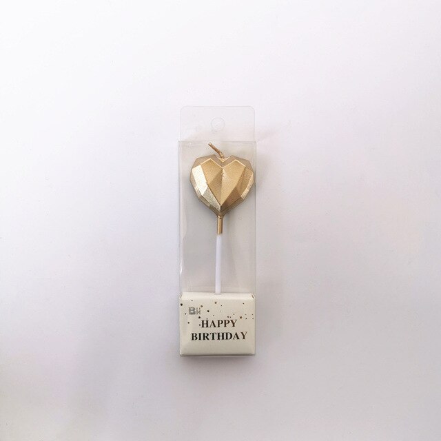 Verjaardagstaart Kaars Diamant Hart Stervorm Creatieve 3D Mooie Cupcake Kaars Kinderen Party Decoratie: A4