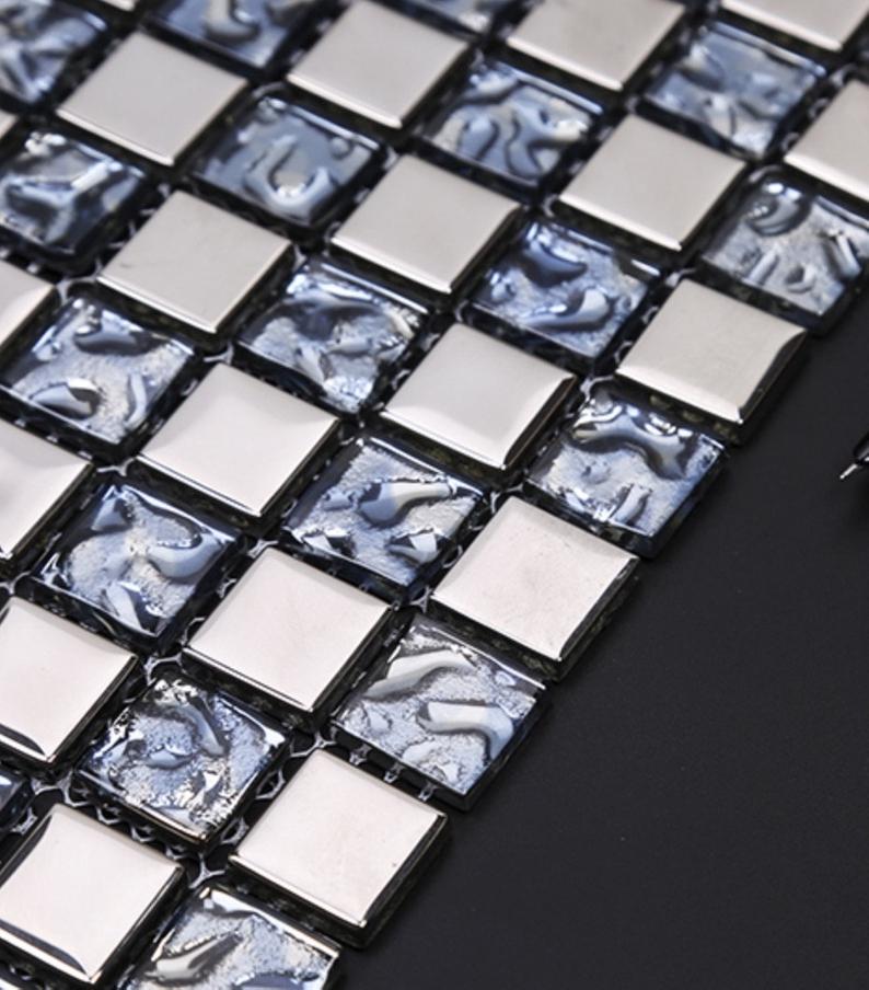 Electroplated Silver Blue Glass Mosaic Tiles CGMT1908 Bathroom Kitchen Wall Tile Backsplash