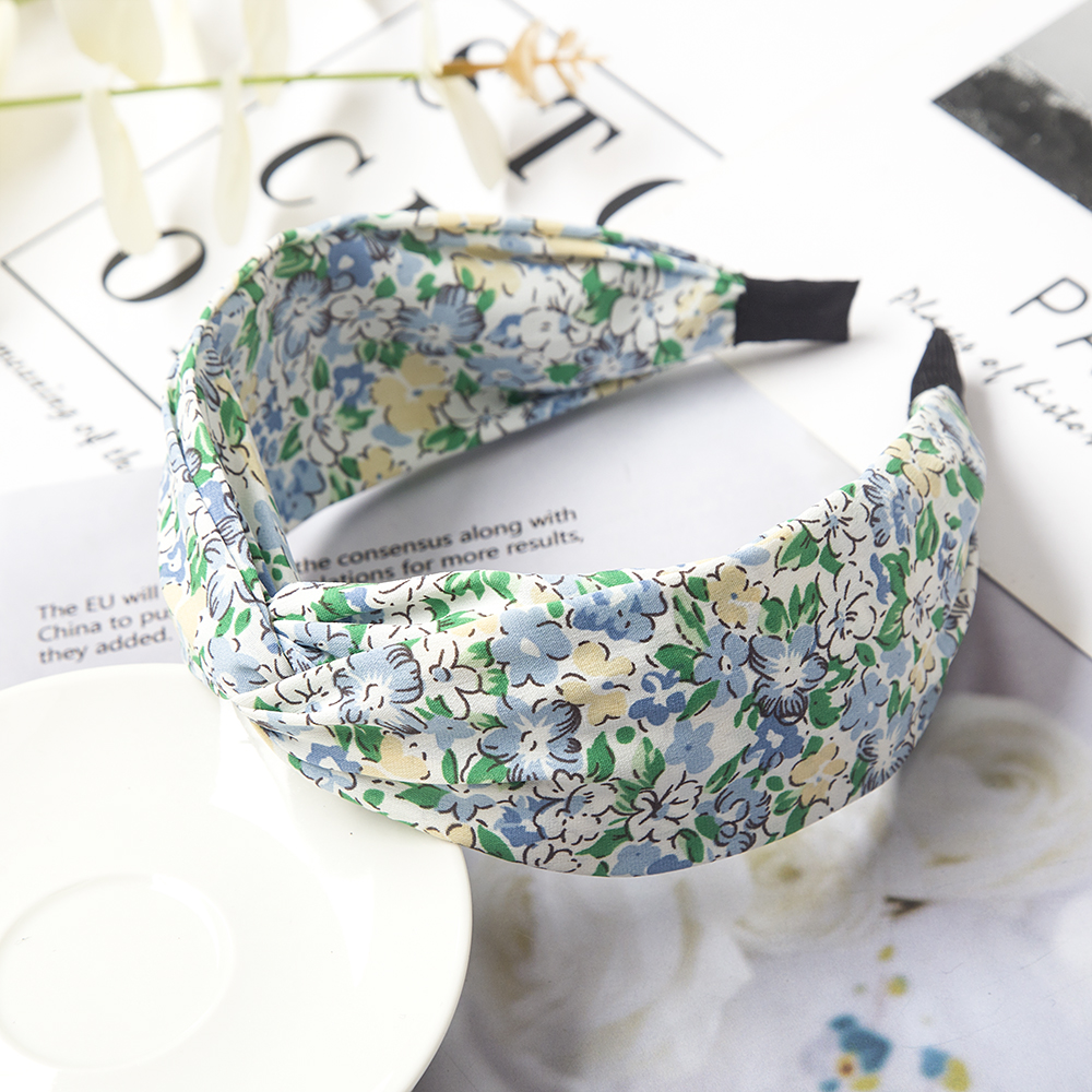 Kwiatowy nadruk wiązane opaski na głowę Bezel Turban elastyczna kokarda krzyżowa opaski do włosów dla kobiet obręcze do włosów opaski dziewczęce akcesoria do włosów biżuteria: MULTI