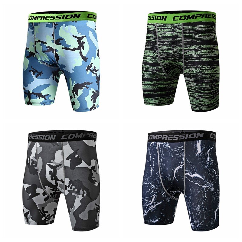 Mens Short Compression Tights Bodybuilding Shorts Fitness Workout Gyms Shorts Male Elastic Pants Trousers