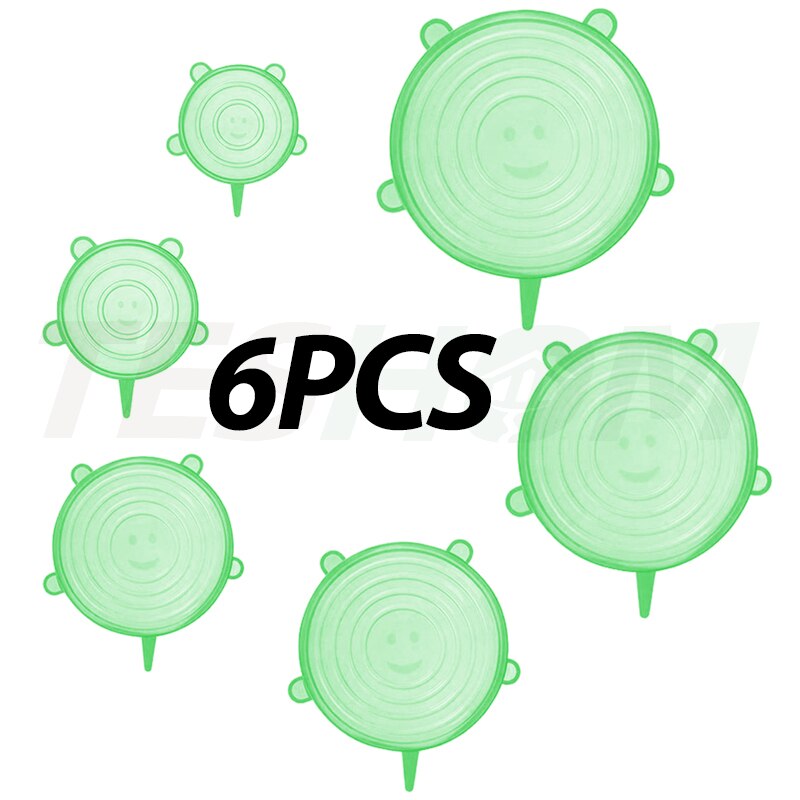 6 stuks/set siliconen rekdeksels universele deksel siliconen kom pot deksel siliconen deksel pan koken voedsel vers deksel magnetron deksel: Groente