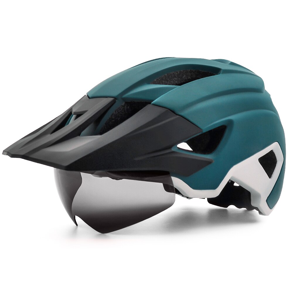 Mtb Helm Fietsen Mannen Vrouwen Rijden Met Achterlicht En Zonneklep Goggles Xc Weg Mountainbike Helmen Met Lens casco Ciclismo: Olive green