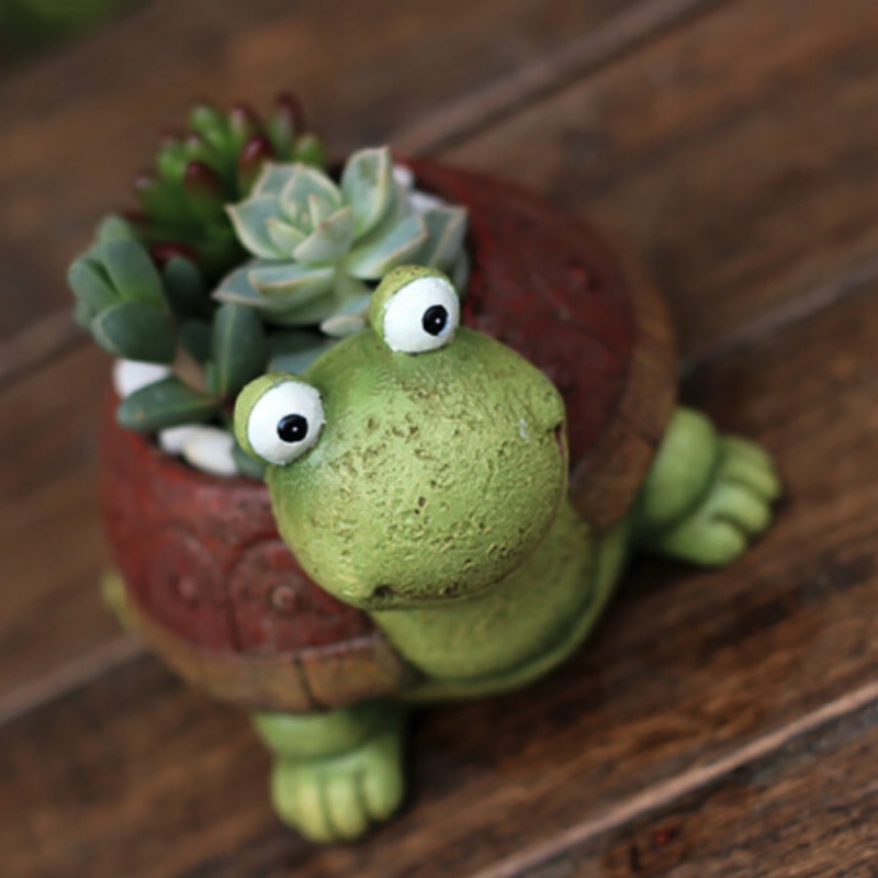 1PC Cartoon Turtle Flower Pot Planter Succulents Green plant Desktop Animal Vase for Mini Bonsai Home Garden Decor Turtle