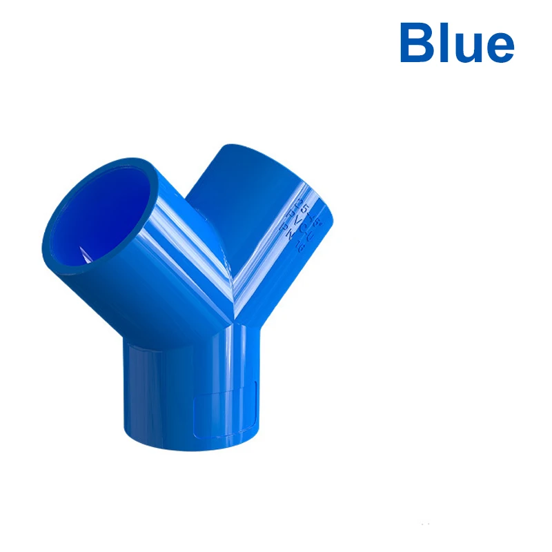 5PCS 3 Way Y Shaped PVC Connector 20/25/32/40/50mm Furniture Garden Irrigation System Parts Aquarium Fish Tank Pipe Tube Adapter: Blue / 3/4''
