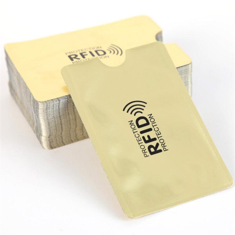 5PCS Men Anti Rfid Wallet Blocking Reader Lock Bank Card Holder Id Bank Card Case Protection Metal Credit NFC Holder Aluminium: Gold