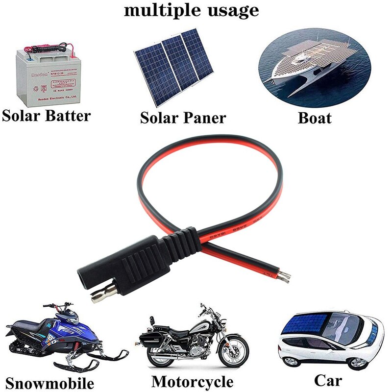 SAE 2 Pin rápido conector desconectar el enchufe SAE de automoción Cable de extensión para RV Trolling Motor Panel Solar 0,5 M