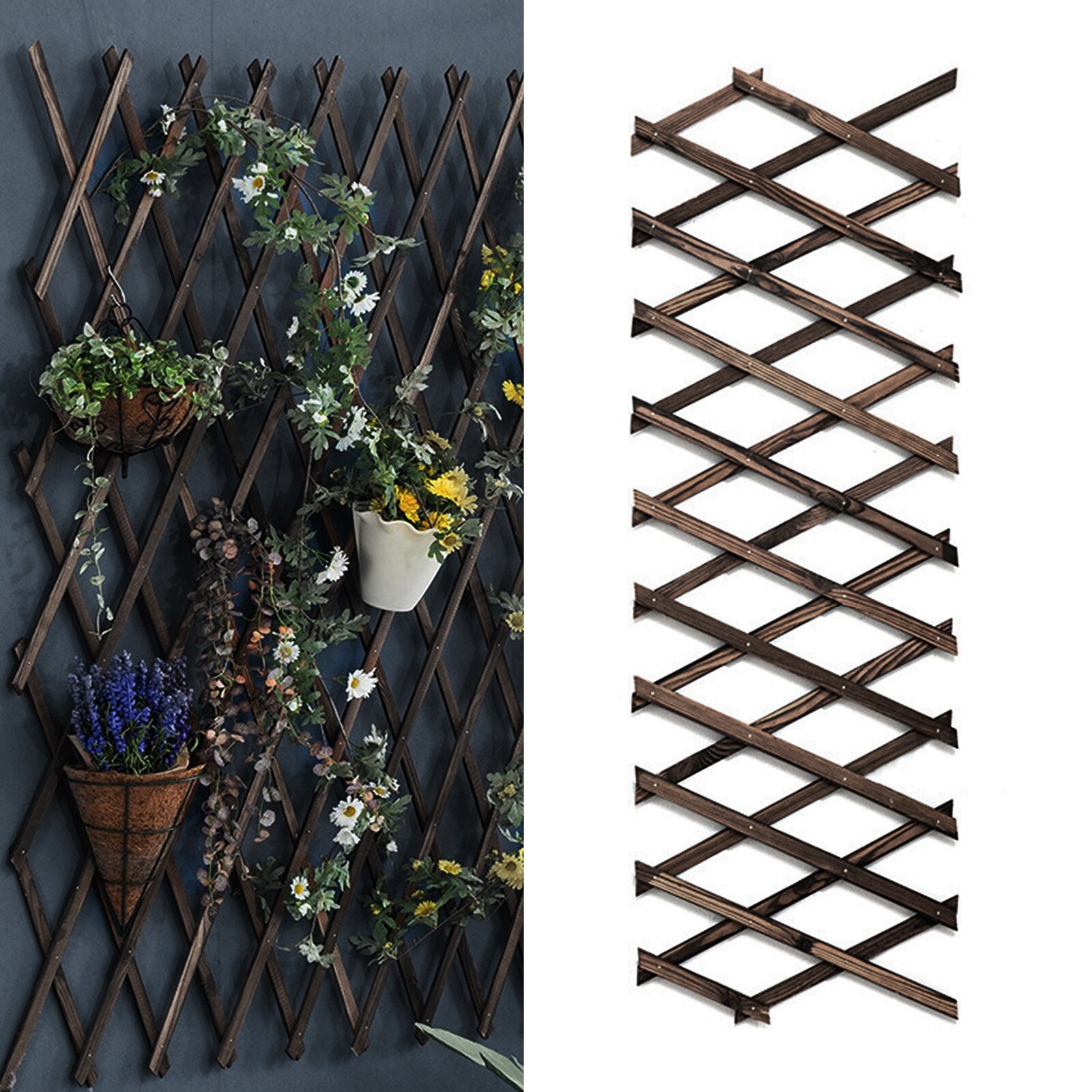 Extendable Wooden Trellis Lattice Fence Panel Lawn Decor Flowers Growing