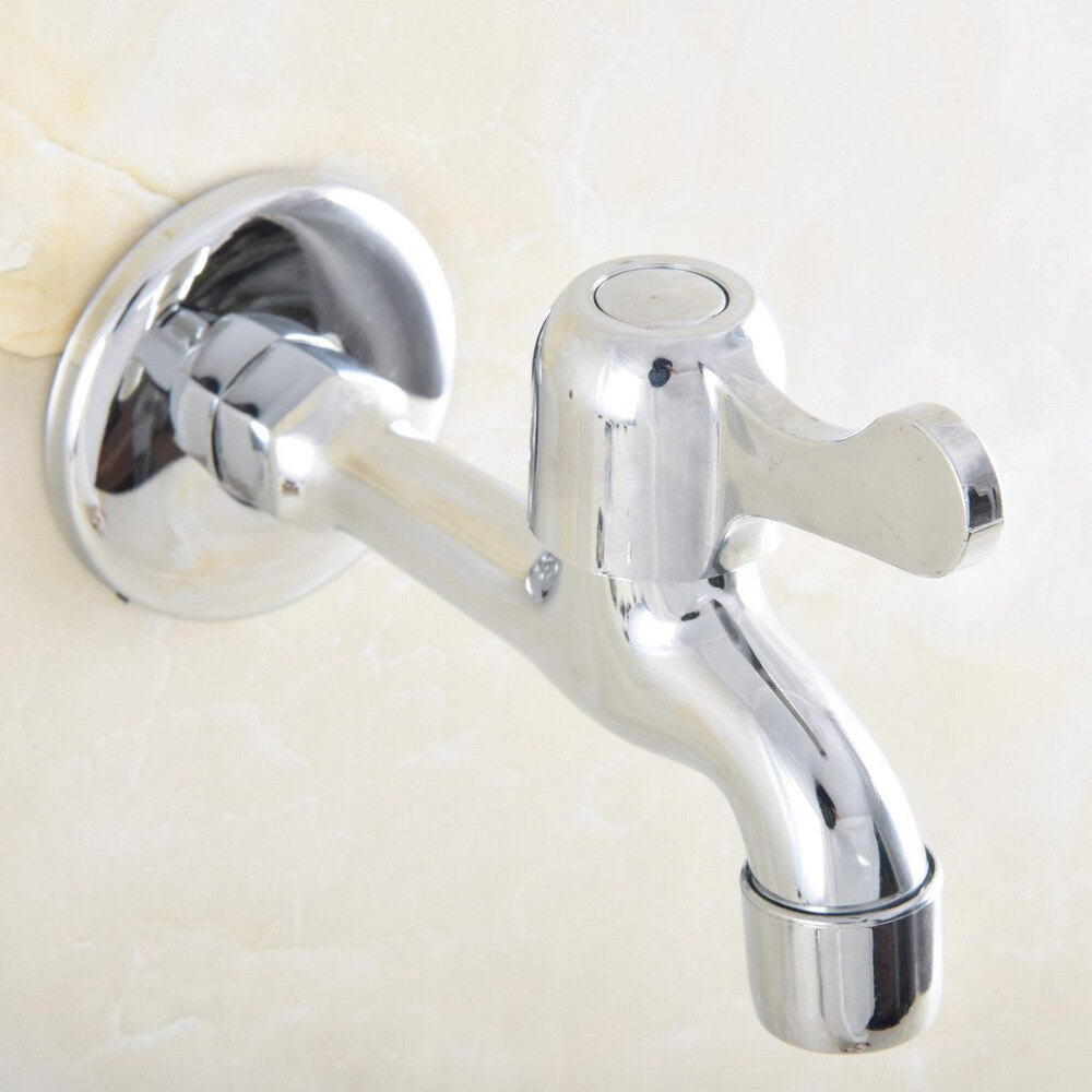 Polished Chrome Wall Mount Bathroom Mop Pool Faucet Laundry Sink Water Taps Toilet Cold Bibcock Nav165