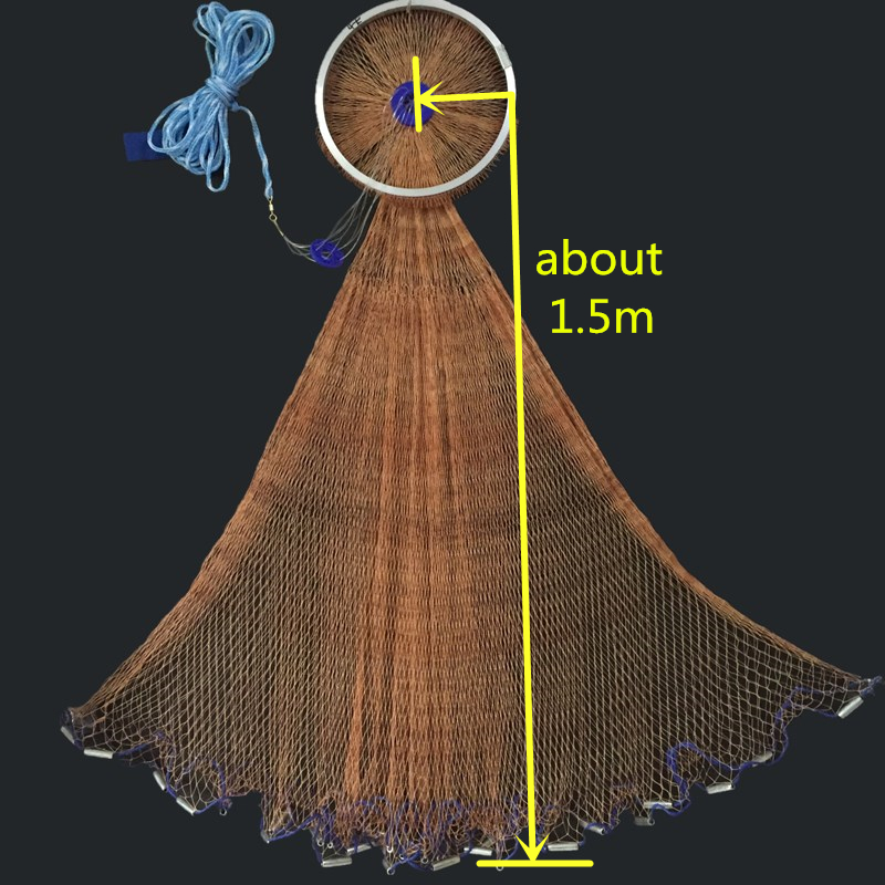 Finefish Easy Cast Nets Steel Sinker Catch Fishing Net With Ring Small Mesh Fly Hand Throw Gillnet: B30