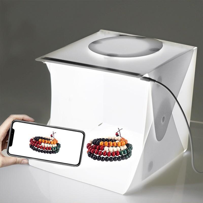 Foldable Photography Lightbox Photo Studio Softbox LED Light Shooting Box Kit With 2 Background for DSLR Camera Smart Phone: Default Title