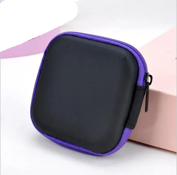 Nette freundlicher Mini Geldbörse Reißverschluss Brieftasche Frauen Damen Männer Reise Kopfhörer Schlüssel USB Kabel SD Karte Halfter Tasche fallen: Violett
