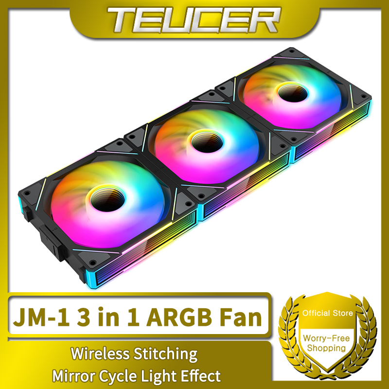 TEUCER JM-1 PC Ventilateur De Refroidissement ARGB Miroir SubsiLight Effet 800-2000RPM PWM Refroidissement Par Eau 360mm Refroidisseur Ventilateur