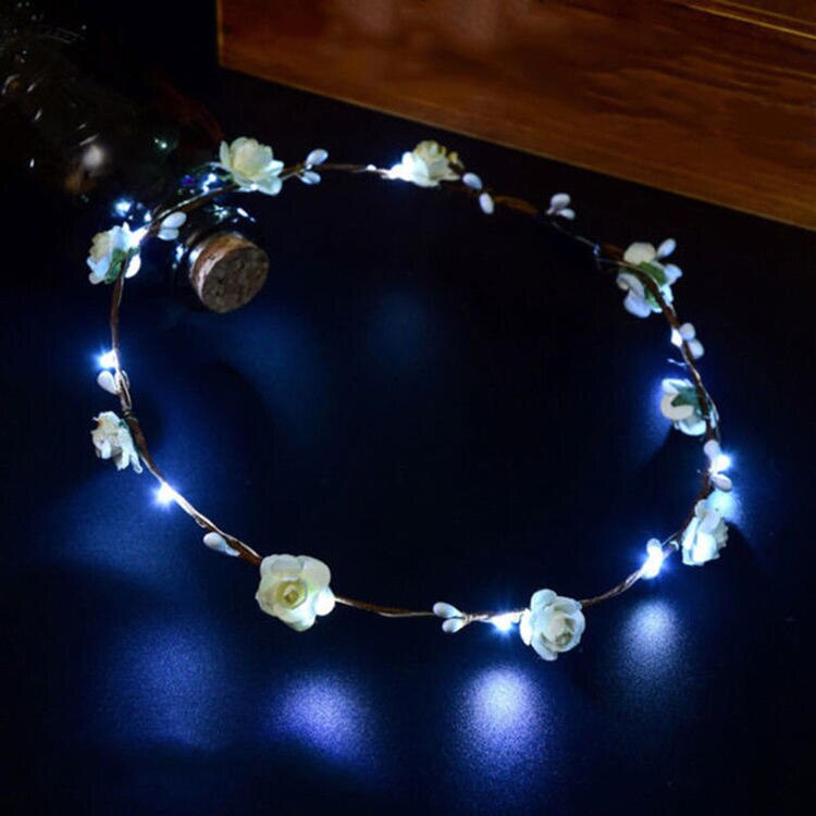 Frauen Mädchen glühend Kranz Krone Blume Stirnband LED Licht hoch Haar Kranz Haarband Girlanden Hochzeit Party Weihnachten Weihnachten Birthda